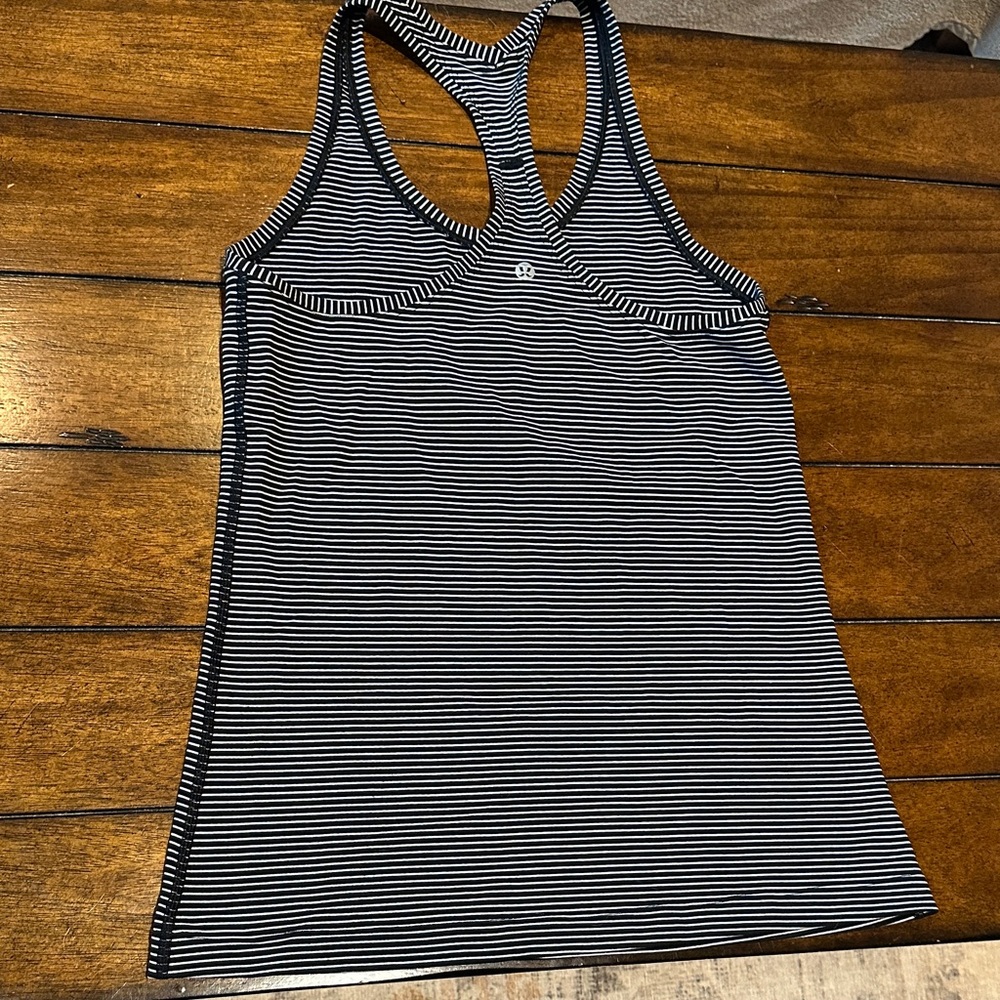 Lululemon Athletica Black and White Striped Tank Top